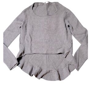 Moth Anthropologie Taupe Peplum Sweater - Shrunken Fit (Tagged L, Fits XS)